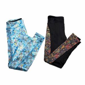 Lularoe Jordan 2 Womens Small Athletic Leggings Blue Black Paisley